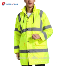 Fabrik Preis Benutzerdefinierte High Visibility Refelktive Arbeit Parka Winter Bau Sicherheitsjacke Arbeitskleidung